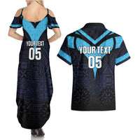 Custom Fiji Kaiviti Rugby Couples Matching Summer Maxi Dress and Hawaiian Shirt Fiji Tapa Pattern LT05 - Polynesian Pride