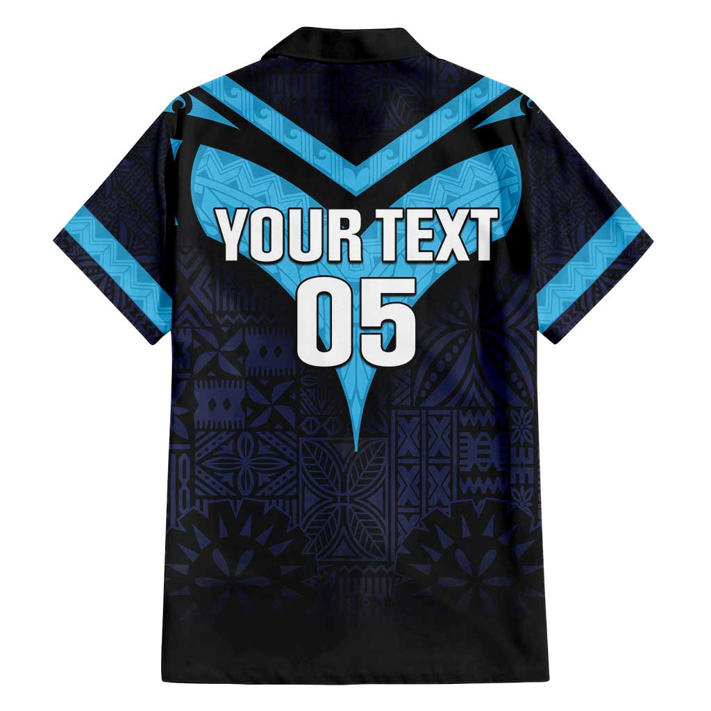 Custom Fiji Kaiviti Rugby Family Matching Long Sleeve Bodycon Dress and Hawaiian Shirt Fiji Tapa Pattern LT05 - Polynesian Pride