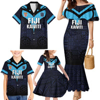 Custom Fiji Kaiviti Rugby Family Matching Mermaid Dress and Hawaiian Shirt Fiji Tapa Pattern LT05 - Polynesian Pride