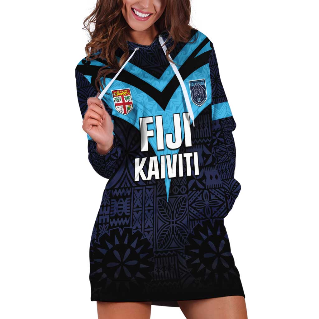 Custom Fiji Kaiviti Rugby Hoodie Dress Fiji Tapa Pattern