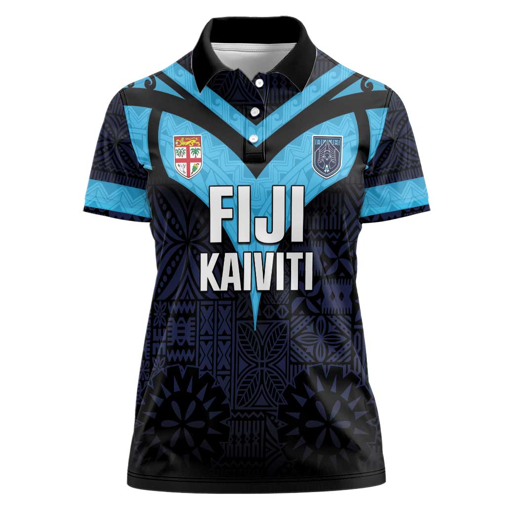 Custom Fiji Kaiviti Rugby Women Polo Shirt Fiji Tapa Pattern