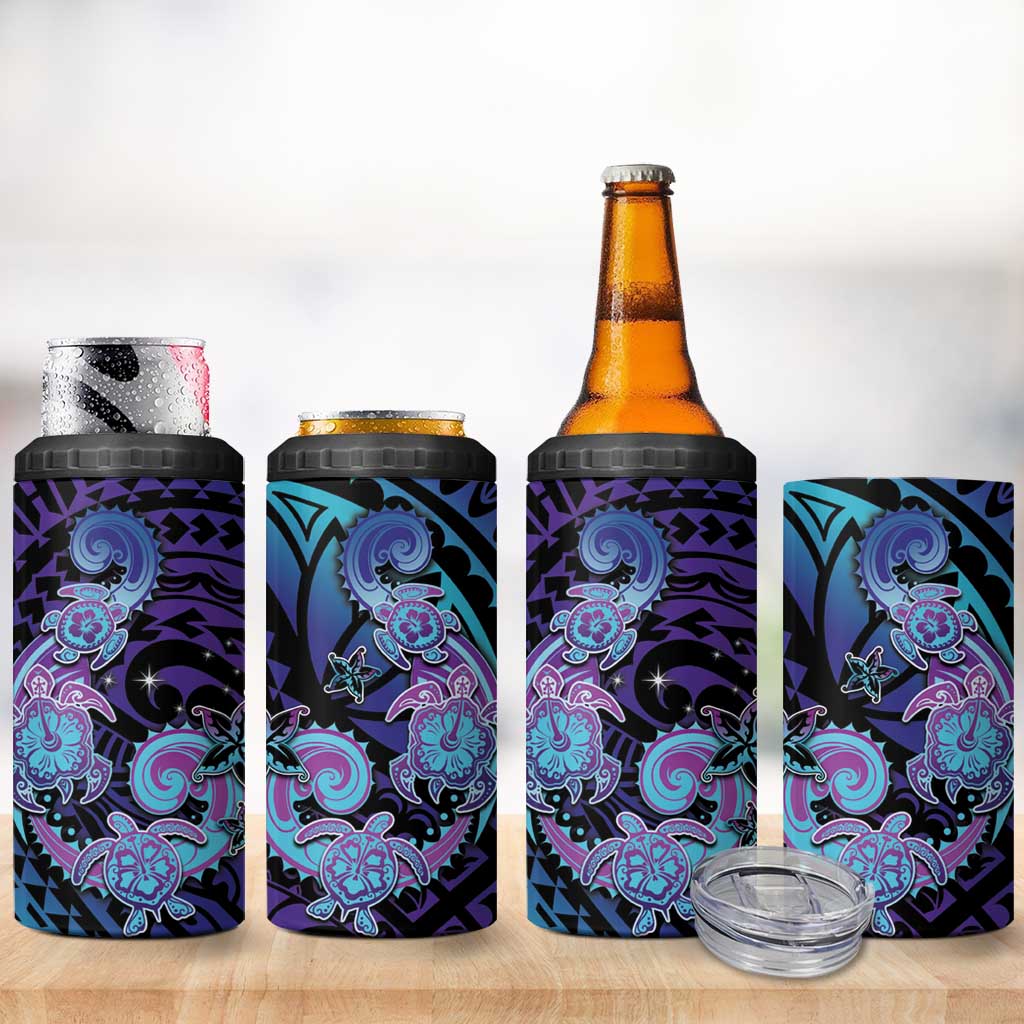 Hawaii Makahiki Turtle Can Cooler Tumbler Spiral Polynesian Tattoo