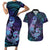 Hawaii Makahiki Turtle Couples Matching Short Sleeve Bodycon Dress and Hawaiian Shirt Spiral Polynesian Tattoo