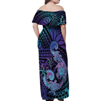 Hawaii Makahiki Turtle Family Matching Off Shoulder Maxi Dress and Hawaiian Shirt Spiral Polynesian Tattoo LT05 - Polynesian Pride