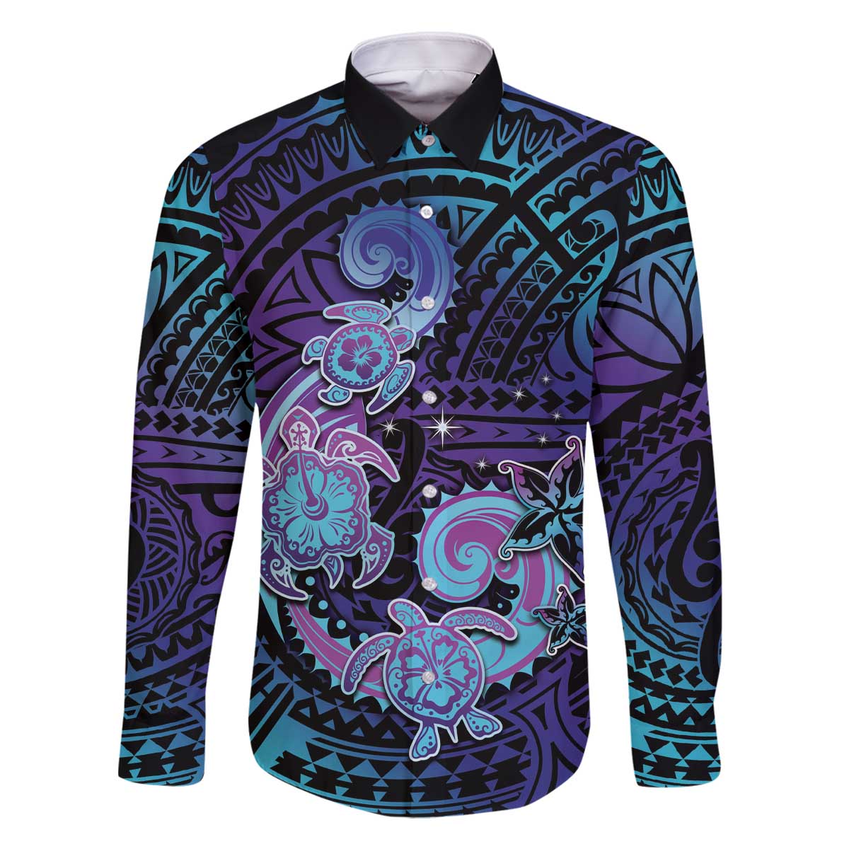 Hawaii Makahiki Turtle Family Matching Off Shoulder Short Dress and Hawaiian Shirt Spiral Polynesian Tattoo