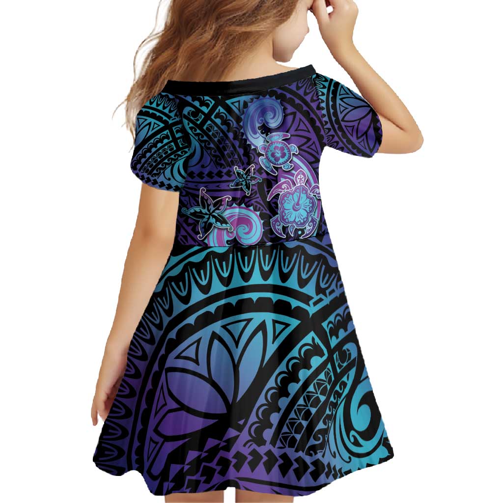 Hawaii Makahiki Turtle Family Matching Short Sleeve Bodycon Dress and Hawaiian Shirt Spiral Polynesian Tattoo