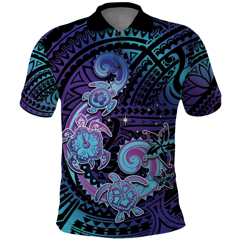 Hawaii Makahiki Turtle Polo Shirt Spiral Polynesian Tattoo LT05 Purple - Polynesian Pride