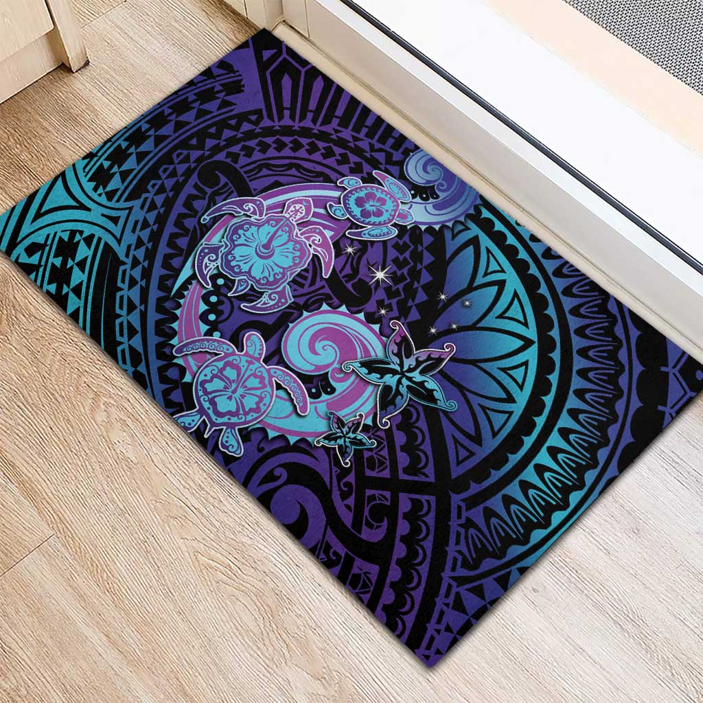 Hawaii Makahiki Turtle Rubber Doormat Spiral Polynesian Tattoo
