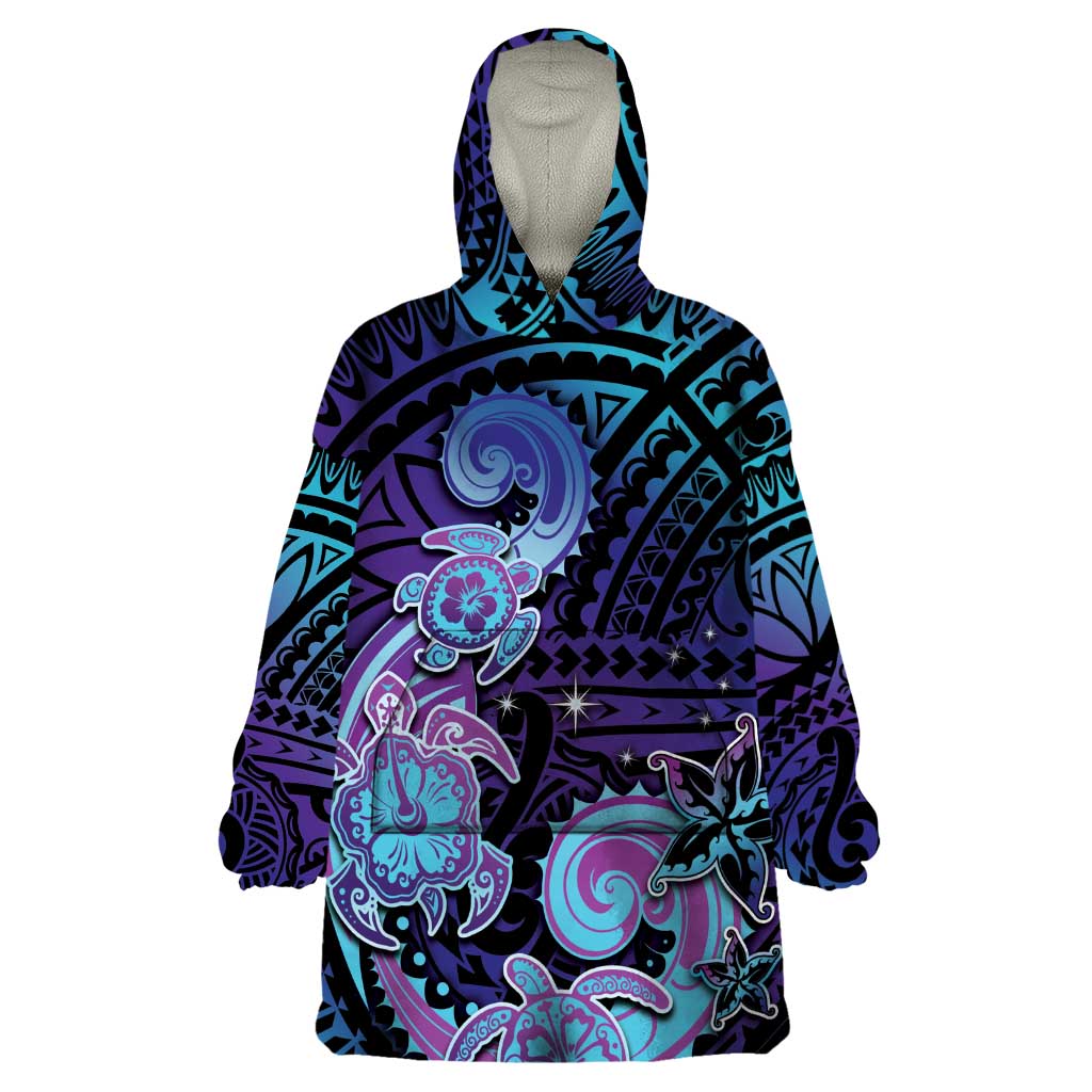 Hawaii Makahiki Turtle Wearable Blanket Hoodie Spiral Polynesian Tattoo