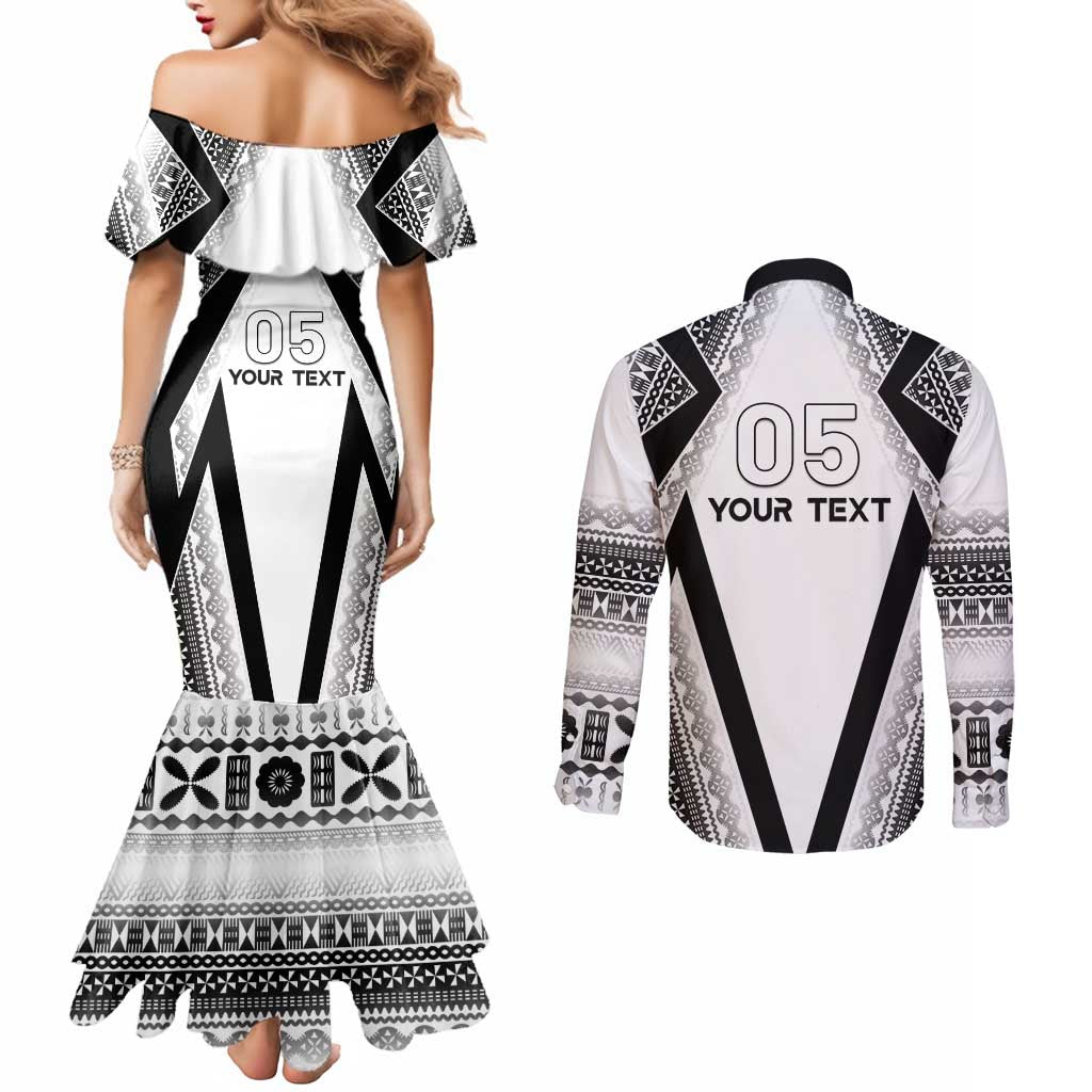 Custom Bula Fiji Football Couples Matching Mermaid Dress and Long Sleeve Button Shirt Go Champions - Polynesian Pride