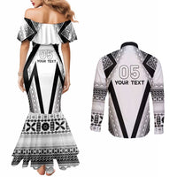 Custom Bula Fiji Football Couples Matching Mermaid Dress and Long Sleeve Button Shirt Go Champions - Polynesian Pride