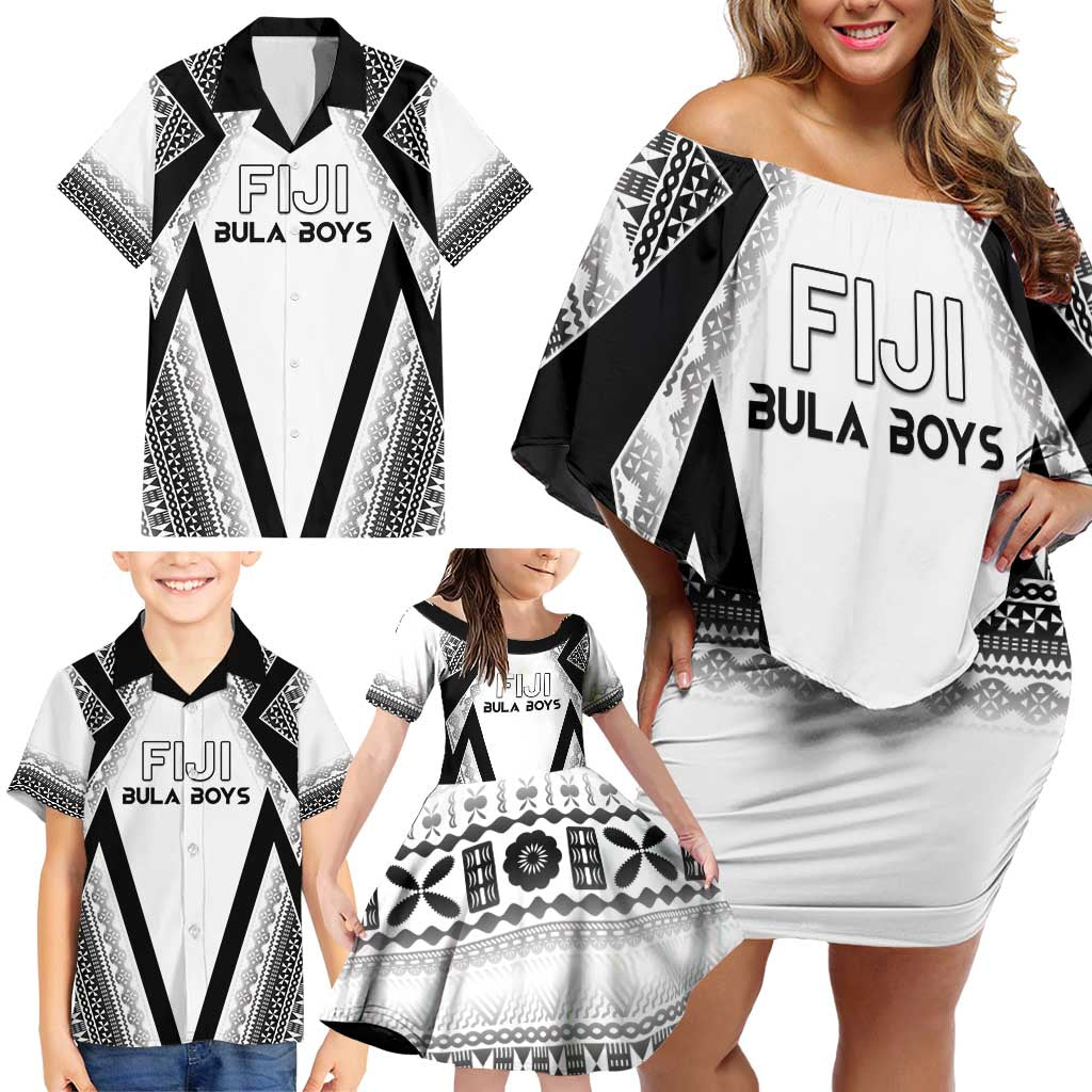 Custom Bula Fiji Football Family Matching Off Shoulder Short Dress and Hawaiian Shirt Go Champions - Polynesian Pride