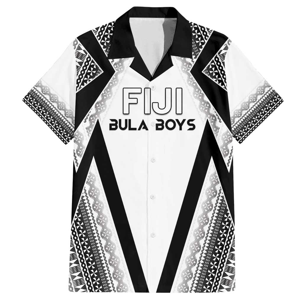 Custom Bula Fiji Football Family Matching Puletasi and Hawaiian Shirt Go Champions LT05 Dad's Shirt - Short Sleeve White - Polynesian Pride