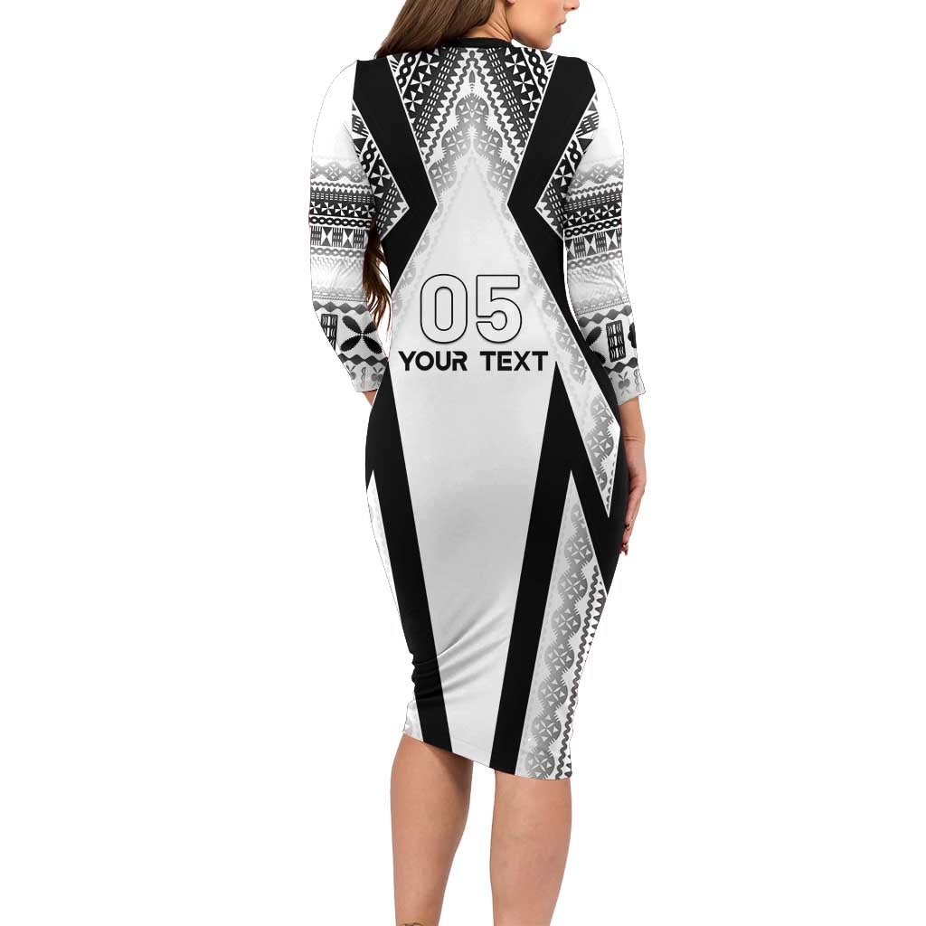 Custom Bula Fiji Football Long Sleeve Bodycon Dress Go Champions - Polynesian Pride