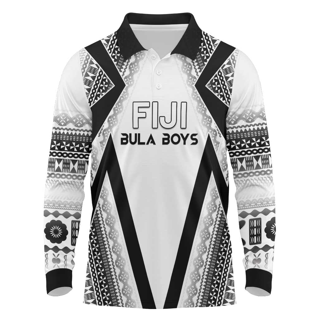Custom Bula Fiji Football Long Sleeve Polo Shirt Go Champions - Polynesian Pride