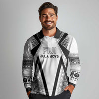 Custom Bula Fiji Football Long Sleeve Polo Shirt Go Champions - Polynesian Pride