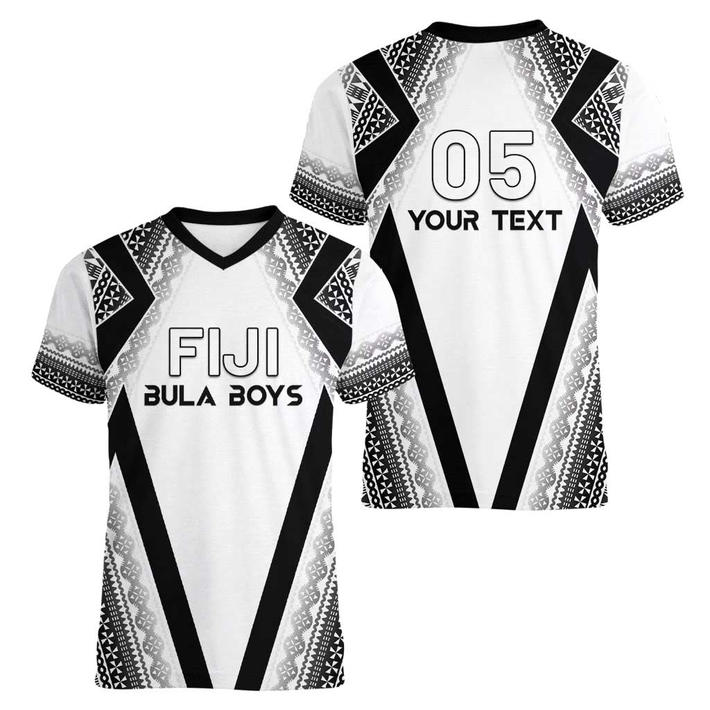 Custom Bula Fiji Football Women V-Neck T-Shirt Go Champions - Polynesian Pride