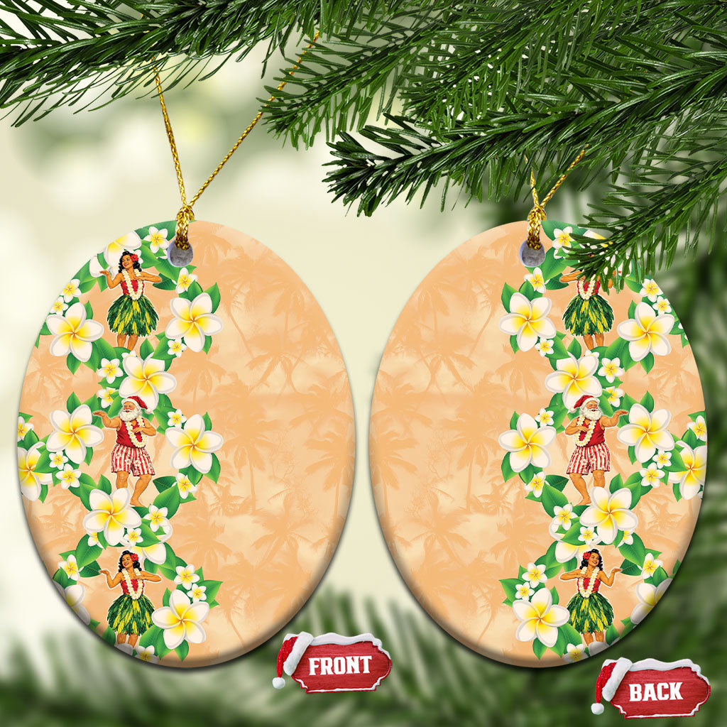 Aloha Hawaii Chilly Christmas Ceramic Ornament Tropical Vibes LT05 Oval Beige - Polynesian Pride