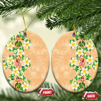 Aloha Hawaii Chilly Christmas Ceramic Ornament Tropical Vibes LT05 Oval Beige - Polynesian Pride
