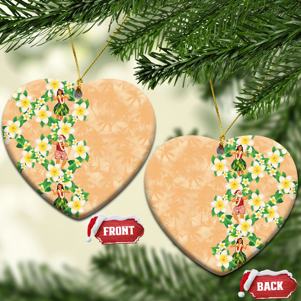 Aloha Hawaii Chilly Christmas Ceramic Ornament Tropical Vibes LT05 Heart Beige - Polynesian Pride