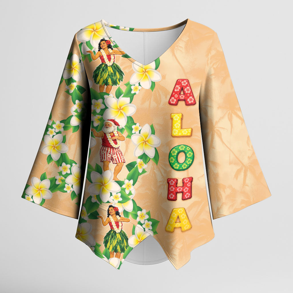 Aloha Hawaii Chilly Christmas Kimono Sleeve Blouse Tropical Vibes LT05 Female Beige - Polynesian Pride