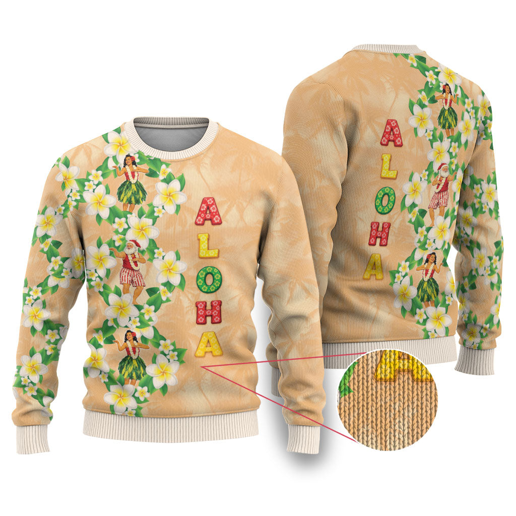 Aloha Hawaii Chilly Christmas Ugly Christmas Sweater Tropical Vibes LT05 Beige - Polynesian Pride