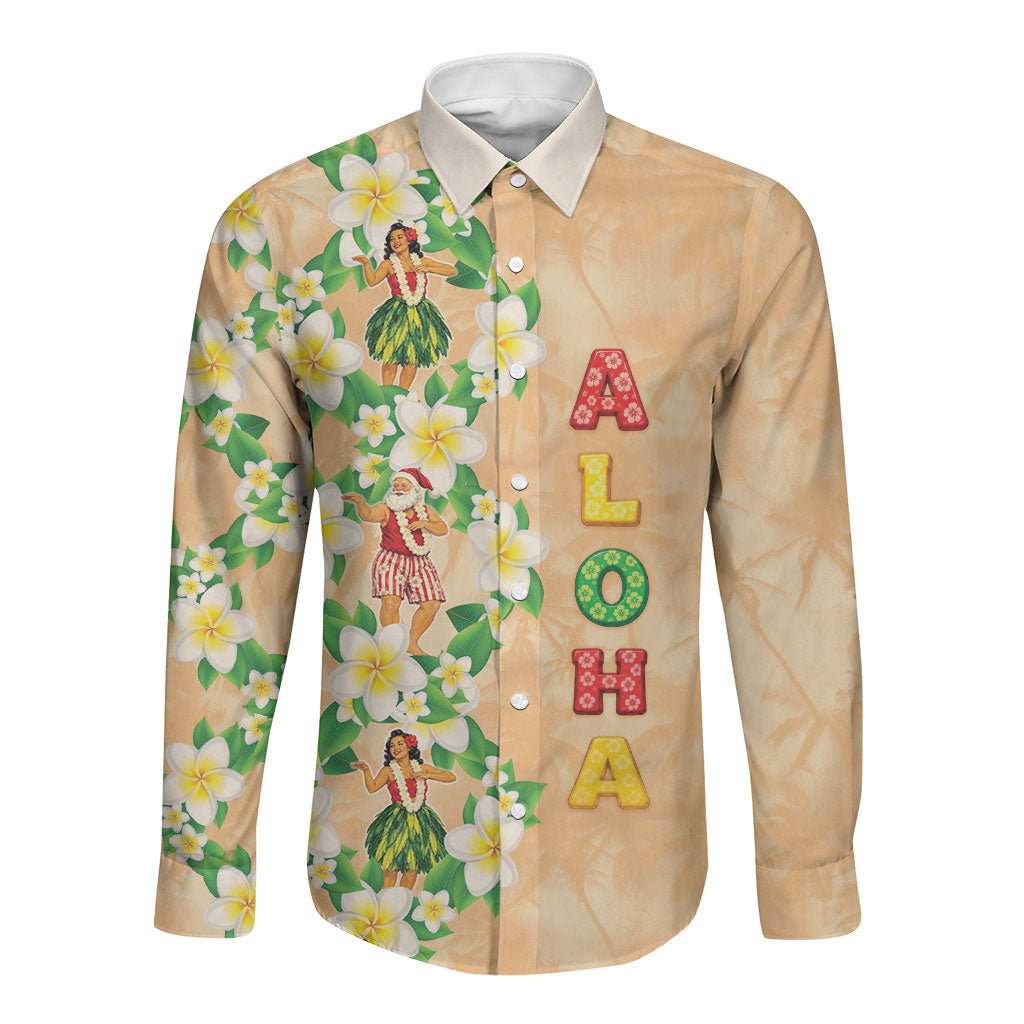 Aloha Hawaii Chilly Christmas Long Sleeve Button Shirt Tropical Vibes