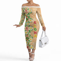 Aloha Hawaii Chilly Christmas Off The Shoulder Long Sleeve Dress Tropical Vibes