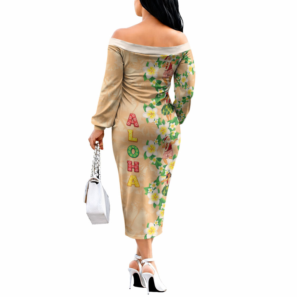 Aloha Hawaii Chilly Christmas Off The Shoulder Long Sleeve Dress Tropical Vibes