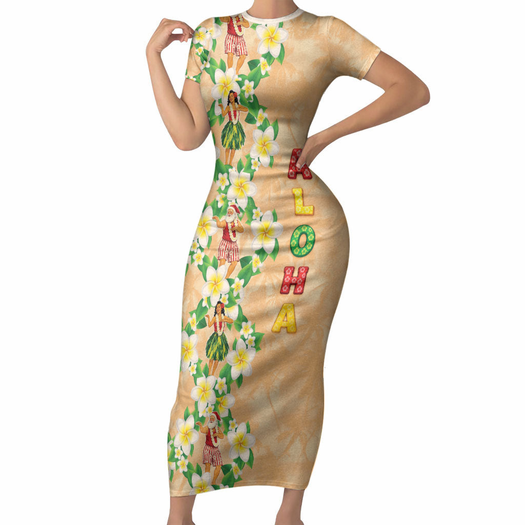 Aloha Hawaii Chilly Christmas Short Sleeve Bodycon Dress Tropical Vibes
