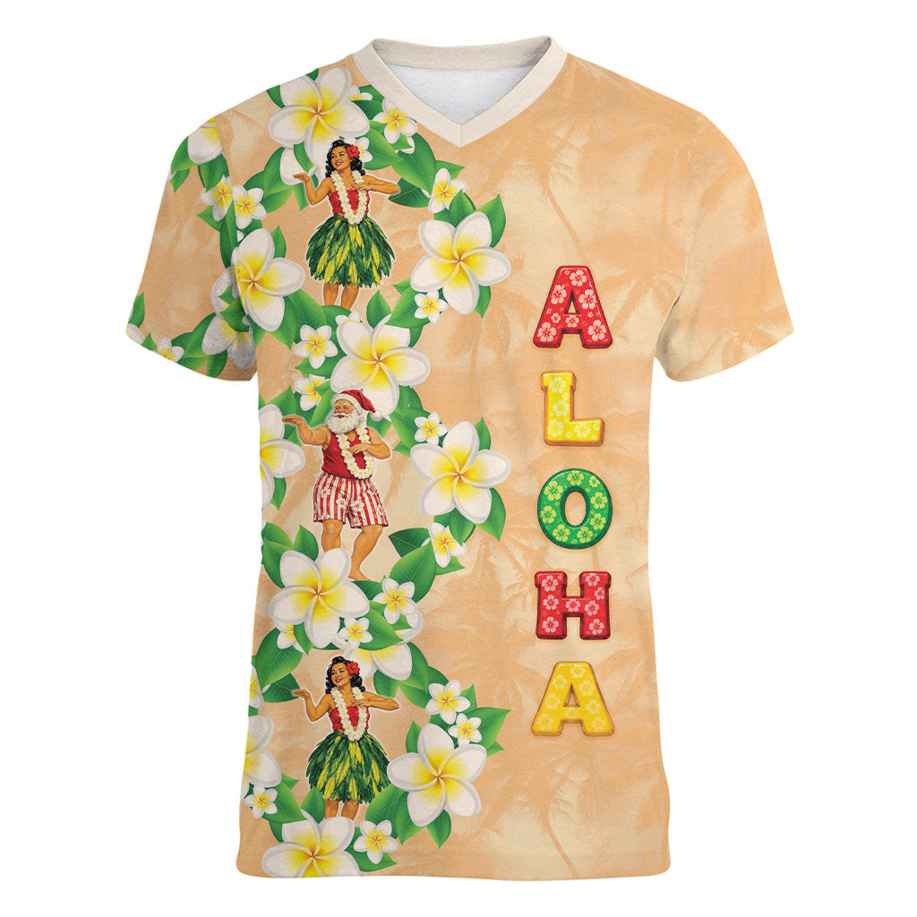 Aloha Hawaii Chilly Christmas Women V-Neck T-Shirt Tropical Vibes