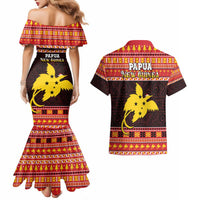 Papua New Guinea Christmas Couples Matching Mermaid Dress and Hawaiian Shirt Santa Raggiana LT05 - Polynesian Pride