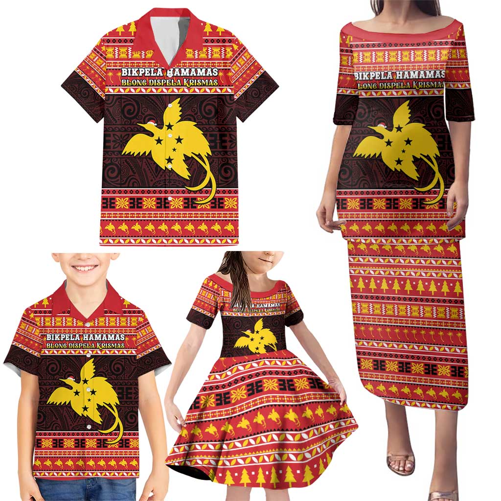 Papua New Guinea Christmas Family Matching Puletasi and Hawaiian Shirt Santa Raggiana LT05 - Polynesian Pride