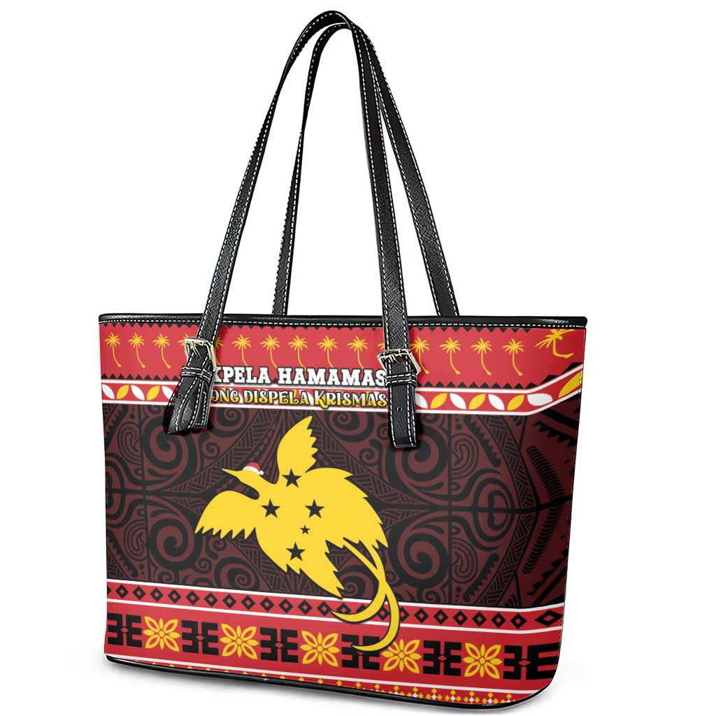 Papua New Guinea Christmas Leather Tote Bag Santa Raggiana