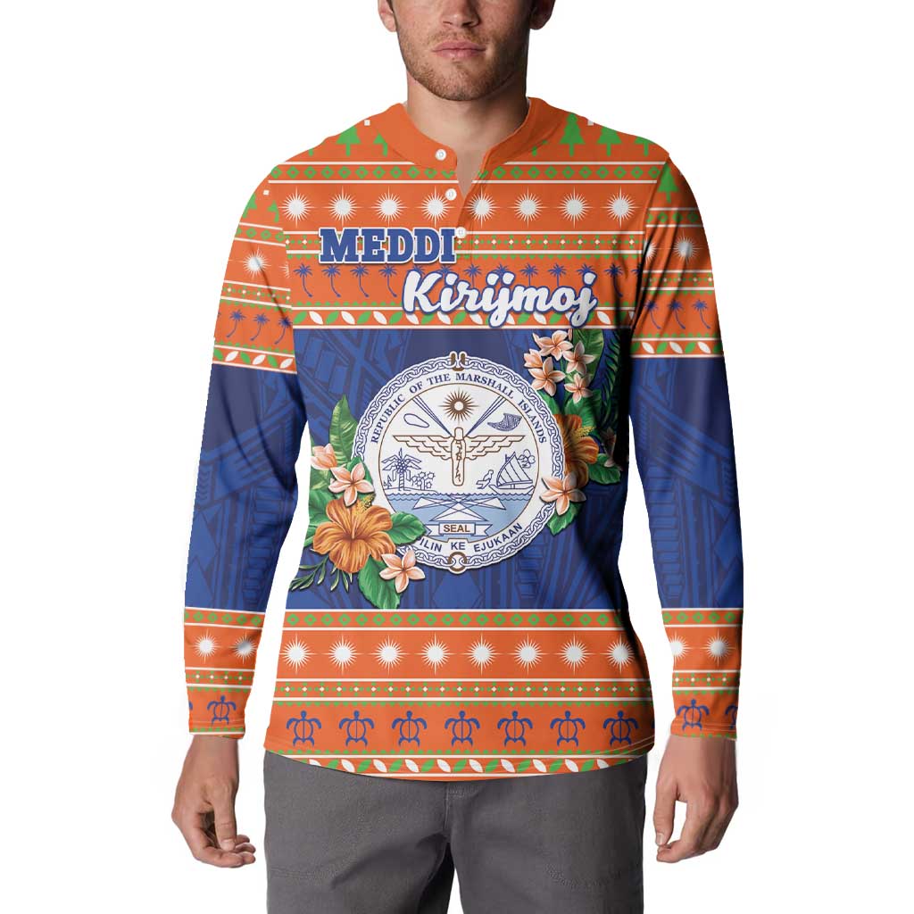Marshall Islands Christmas Button Sweatshirt Marshallese Seal Meddi Kirijmoj