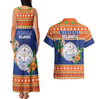 Marshall Islands Christmas Couples Matching Tank Maxi Dress and Hawaiian Shirt Marshallese Seal Meddi Kirijmoj