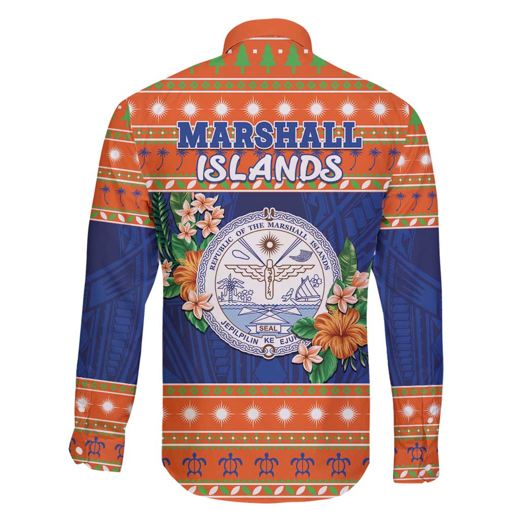 Marshall Islands Christmas Family Matching Long Sleeve Bodycon Dress and Hawaiian Shirt Marshallese Seal Meddi Kirijmoj LT05 - Polynesian Pride
