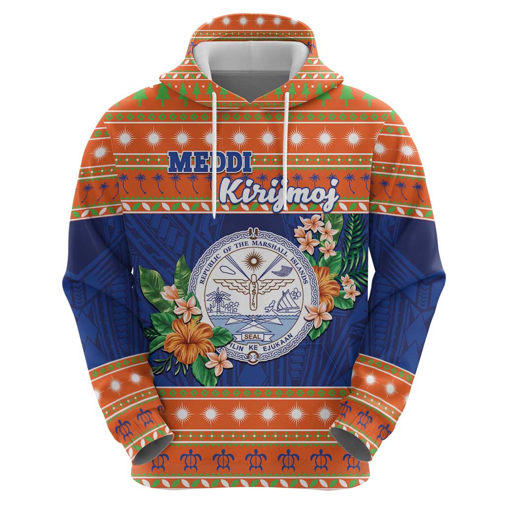 Marshall Islands Christmas Hoodie Marshallese Seal Meddi Kirijmoj