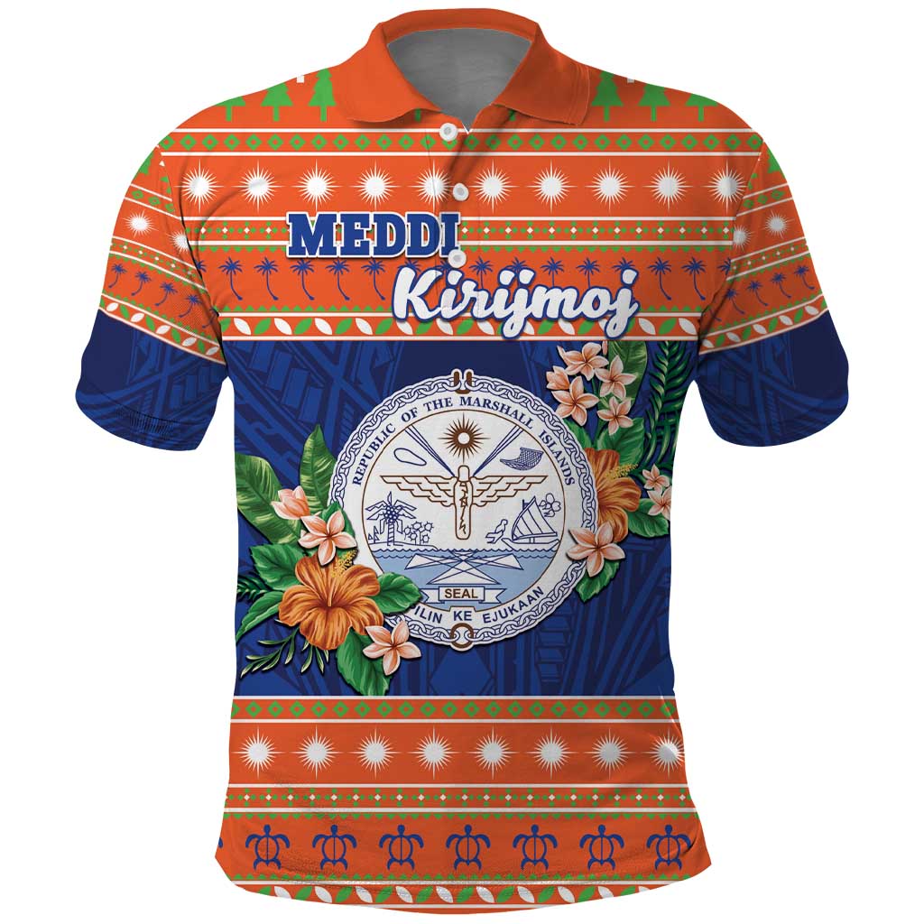 Marshall Islands Christmas Polo Shirt Marshallese Seal Meddi Kirijmoj