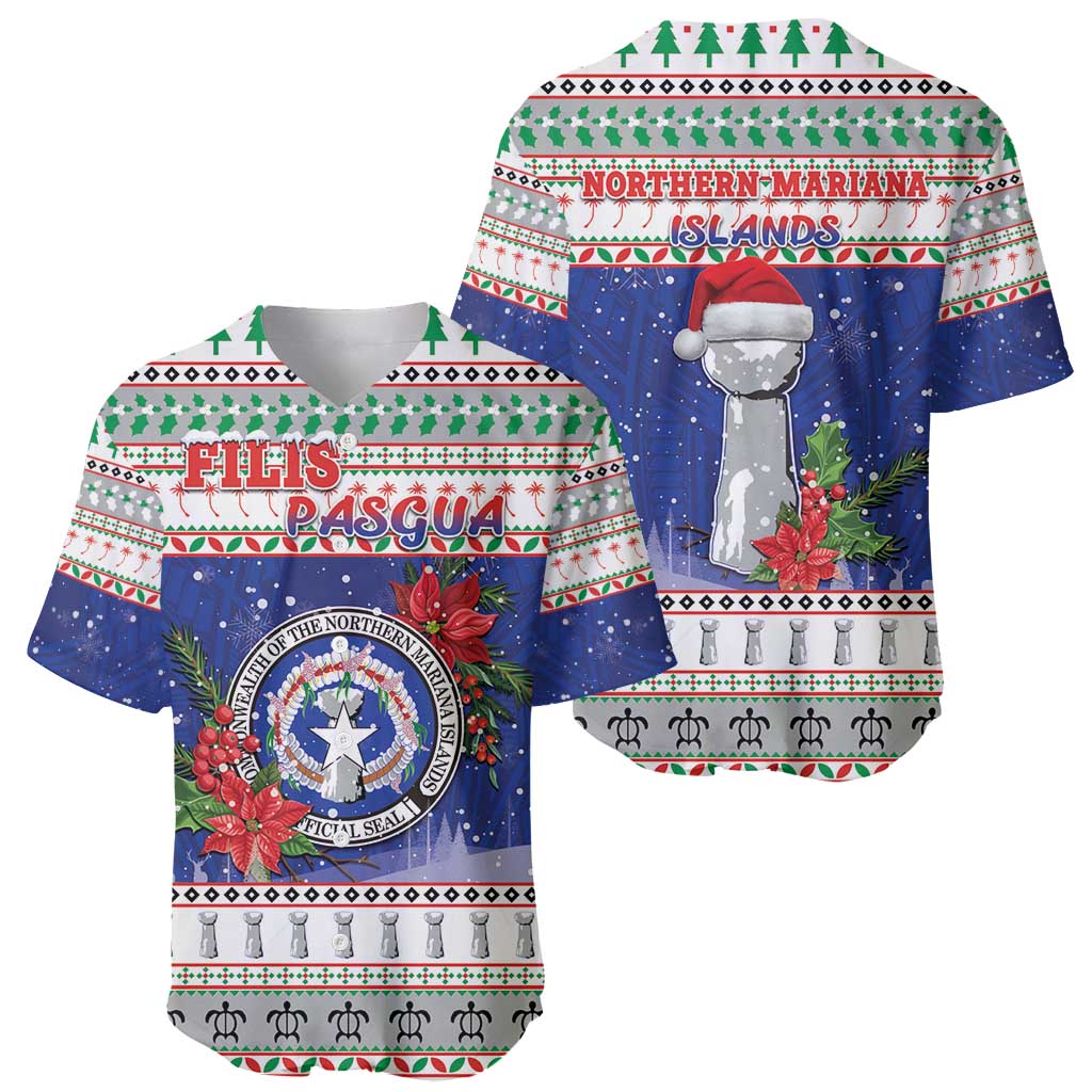 Northern Mariana Islands Christmas Baseball Jersey Poinsettia Filis Pasgua