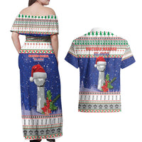 Northern Mariana Islands Christmas Couples Matching Off Shoulder Maxi Dress and Hawaiian Shirt Poinsettia Filis Pasgua
