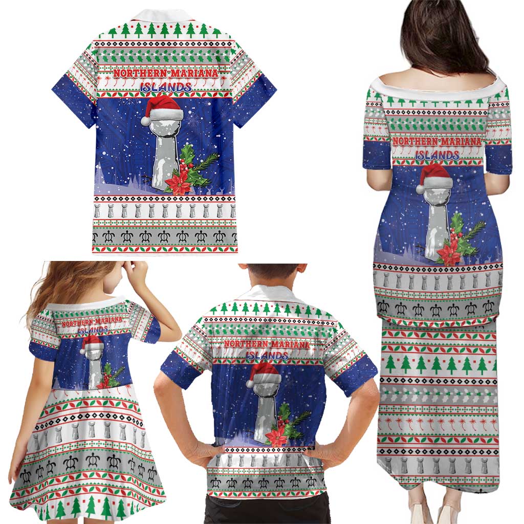 Northern Mariana Islands Christmas Family Matching Puletasi and Hawaiian Shirt Poinsettia Filis Pasgua LT05 - Polynesian Pride