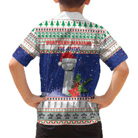 Northern Mariana Islands Christmas Family Matching Short Sleeve Bodycon Dress and Hawaiian Shirt Poinsettia Filis Pasgua LT05 - Polynesian Pride