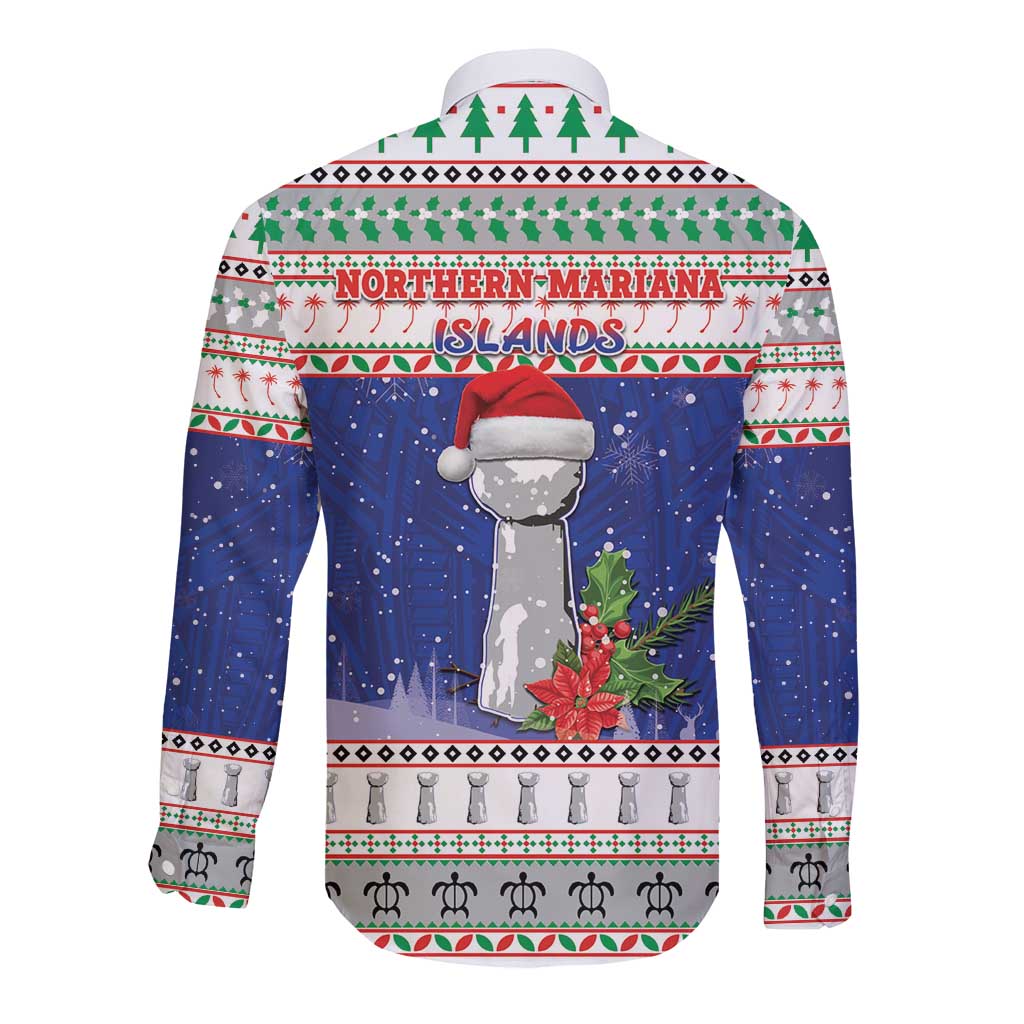Northern Mariana Islands Christmas Long Sleeve Button Shirt Poinsettia Filis Pasgua