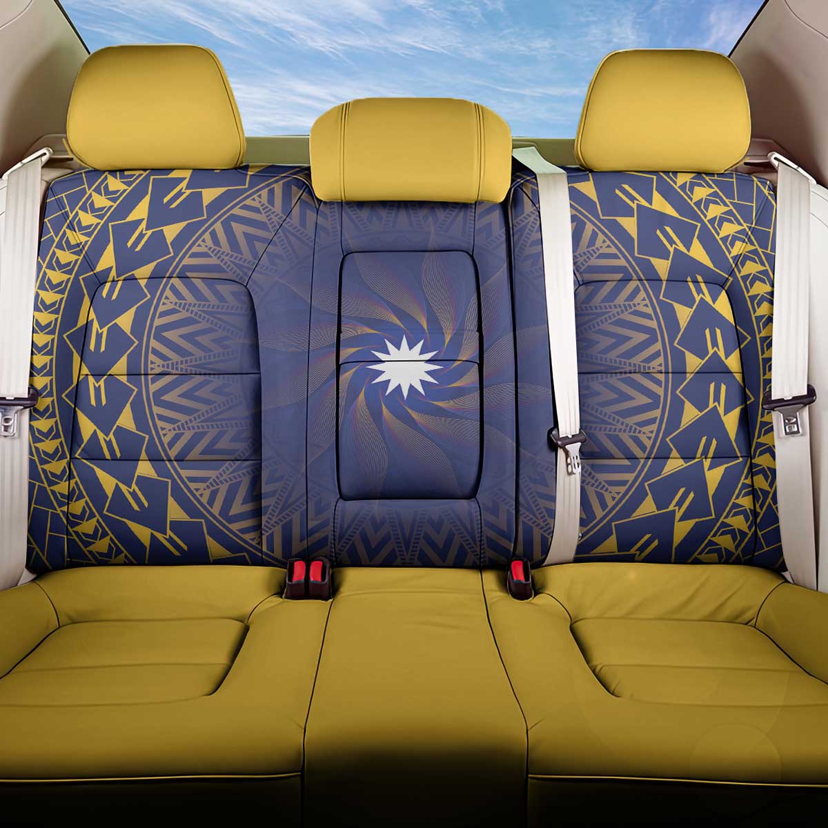 Nauru Angam Day Back Car Seat Cover Polynesian Tribal Pattern Unique Style - Polynesian Pride