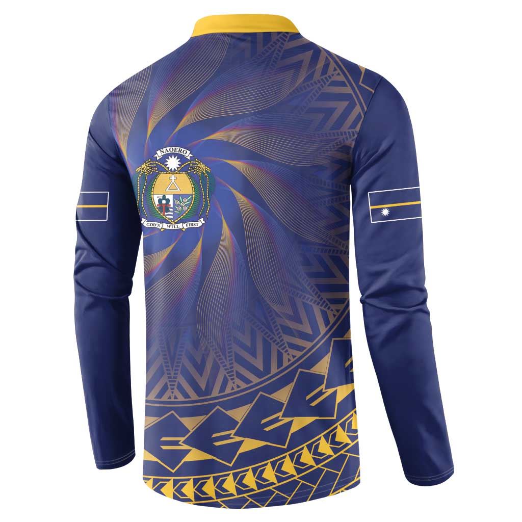 Nauru Angam Day Button Sweatshirt Polynesian Tribal Pattern Unique Style - Polynesian Pride