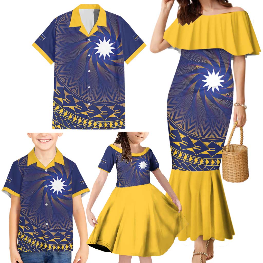 Nauru Angam Day Family Matching Mermaid Dress and Hawaiian Shirt Polynesian Tribal Pattern Unique Style - Polynesian Pride