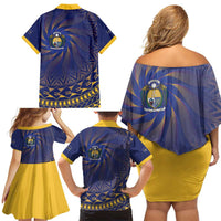 Nauru Angam Day Family Matching Off Shoulder Short Dress and Hawaiian Shirt Polynesian Tribal Pattern Unique Style - Polynesian Pride