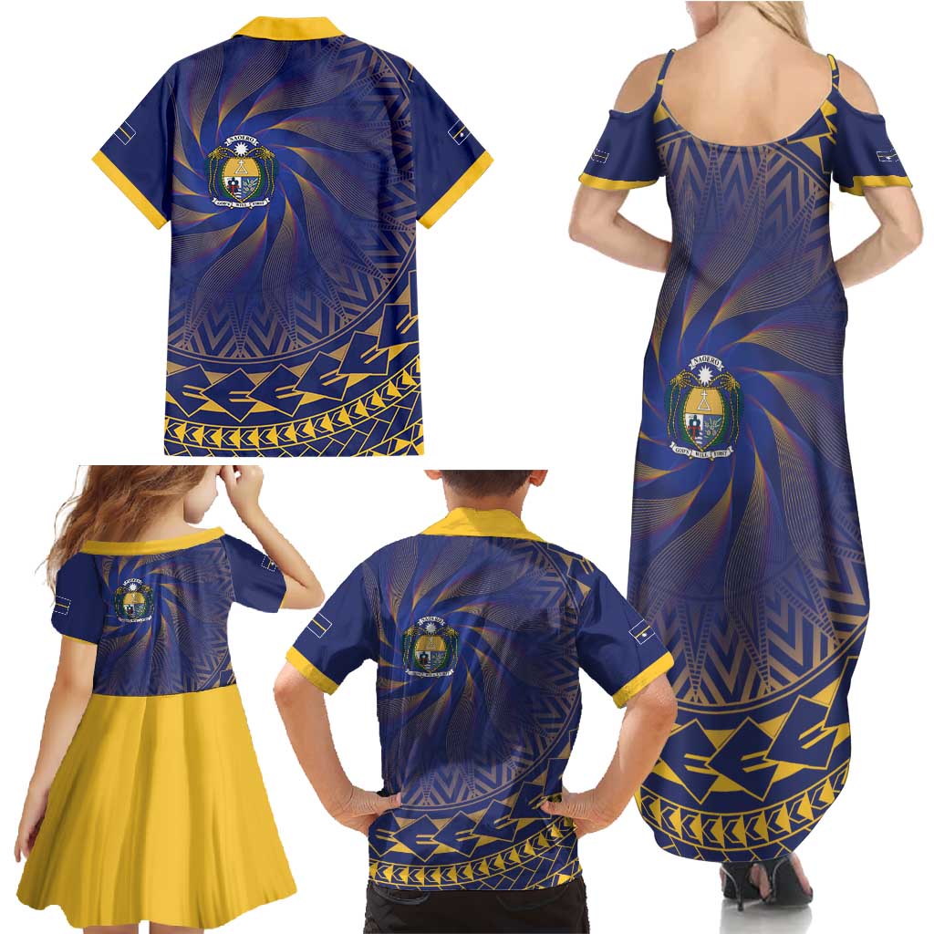 Nauru Angam Day Family Matching Summer Maxi Dress and Hawaiian Shirt Polynesian Tribal Pattern Unique Style - Polynesian Pride
