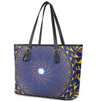 Nauru Angam Day Leather Tote Bag Polynesian Tribal Pattern Unique Style - Polynesian Pride